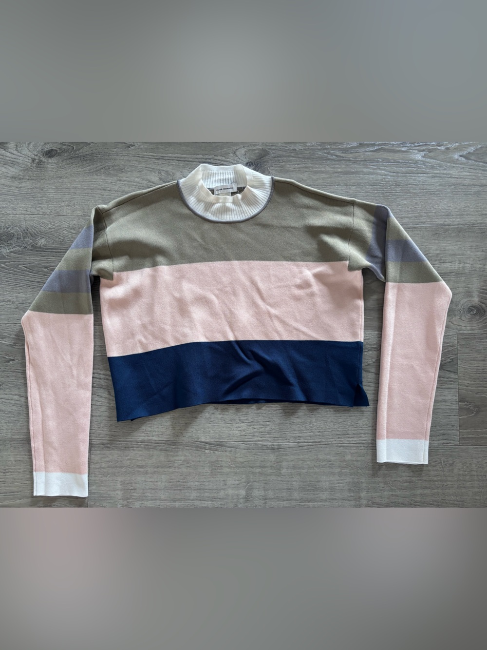 Club Monaco Striped Crewneck Sweater in Cream, Olive & Blush
